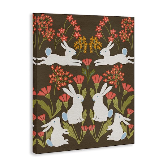 Stupell Industries Wild Spring Blooms & Rabbits Canvas Wall Art